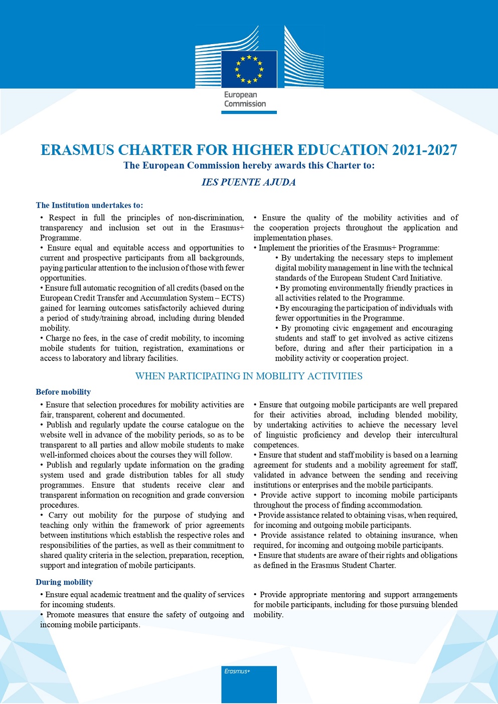 Erasmus Charter for Higher Education FDO page 0001