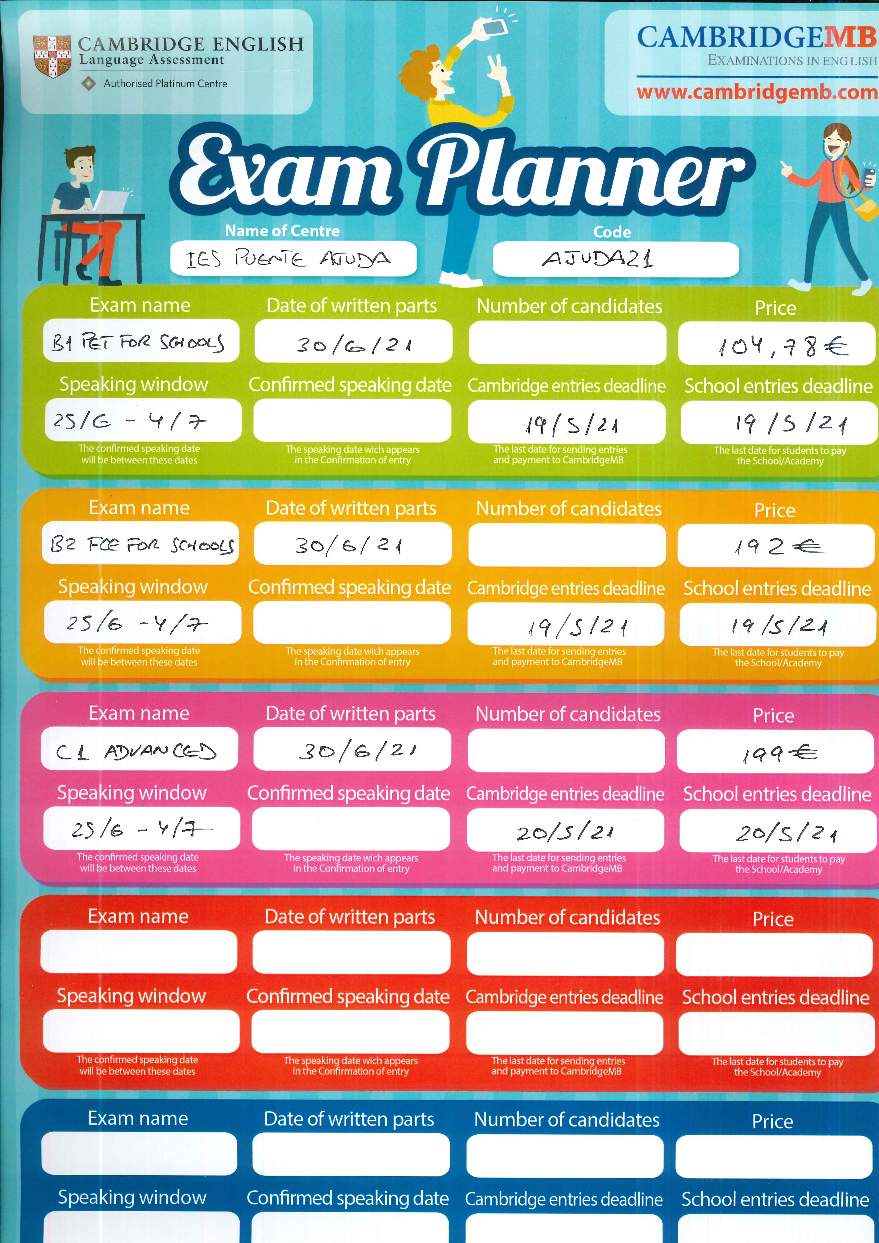 exam planner. IES Puente Ajuda