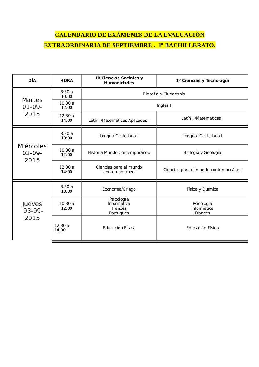 calendario recuperación septiembre2015 2