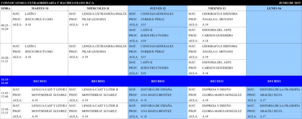 Exámenes extraordinarios 2024_2025 2º Bach B