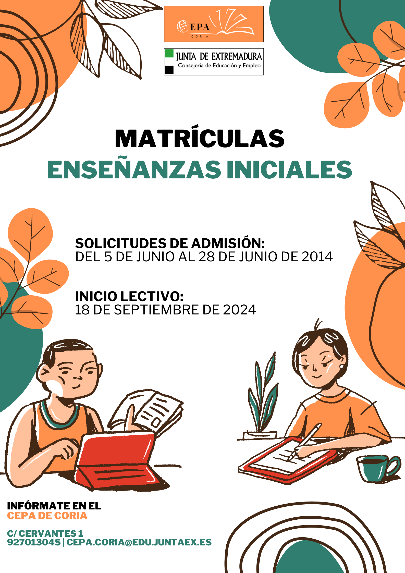 plazo de matriculacin Enseanzas Iniciales