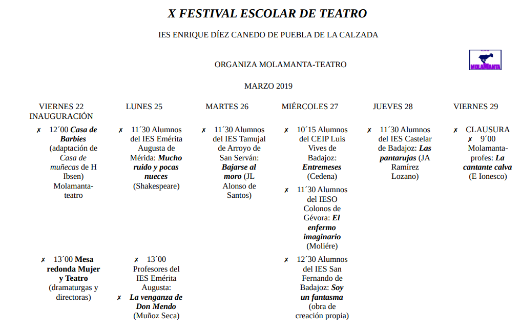 programa x festival de teatro