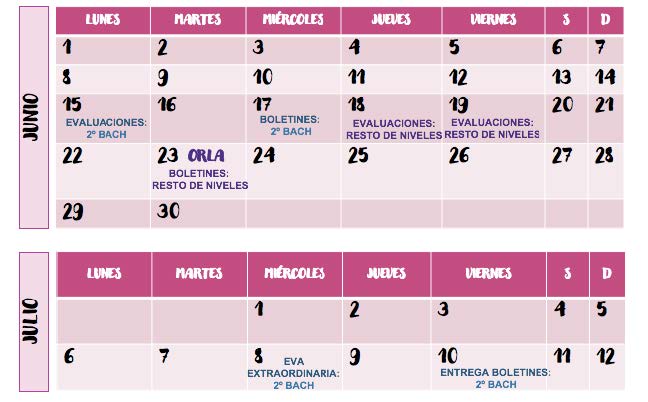fechas evaluaciones 2