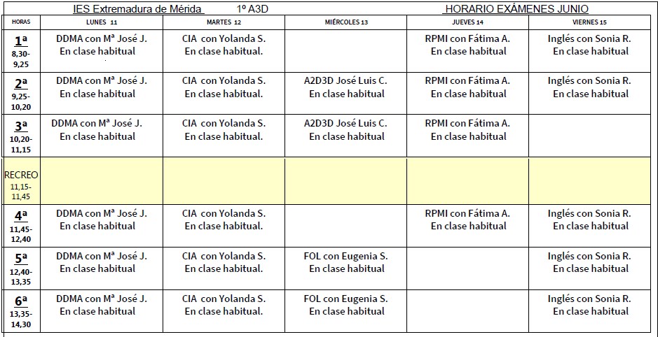 examen junio 1º A3D